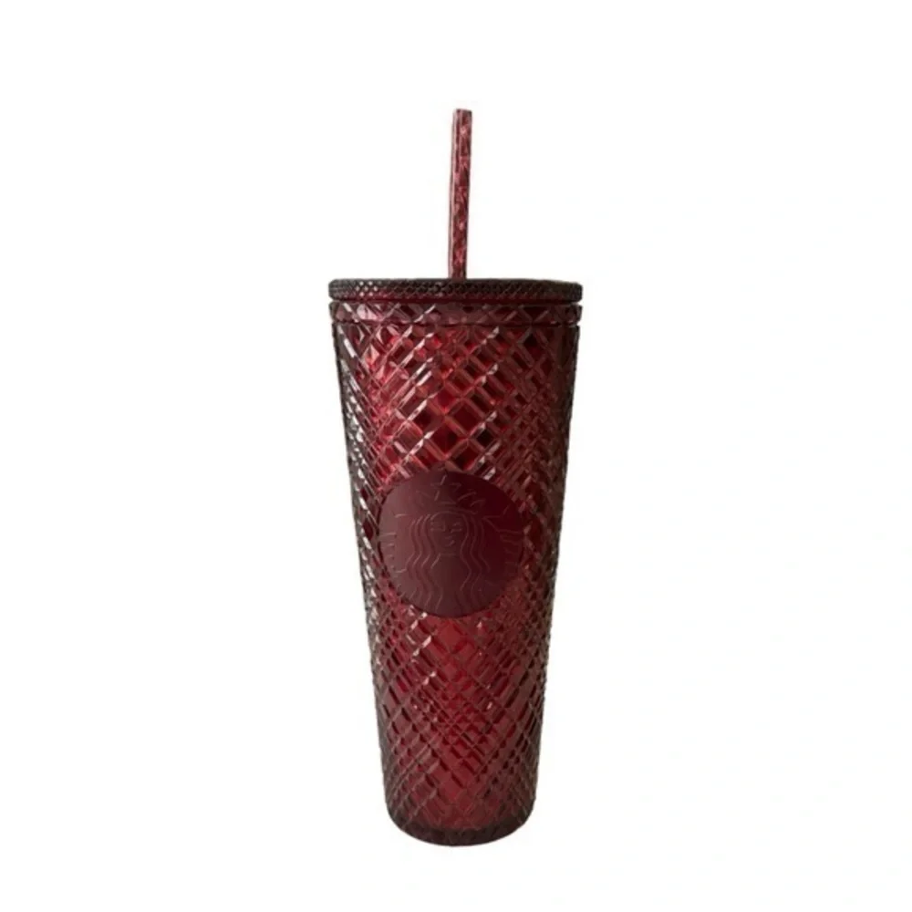 Starbucks Crystal Jeweled Merlot‎ Red Iridescent Studded Cup Tumbler 24oz